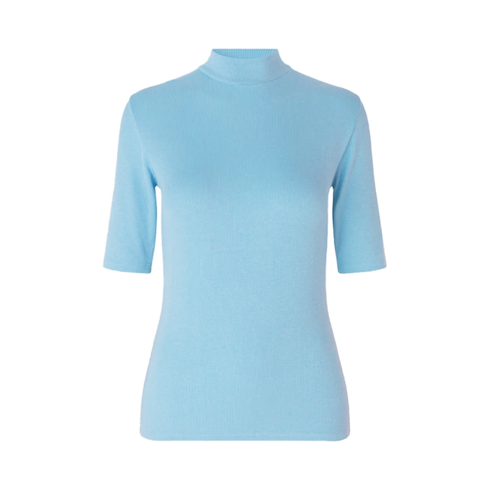 Modström Blauw Geribd Rolkragshirt Blue Dames