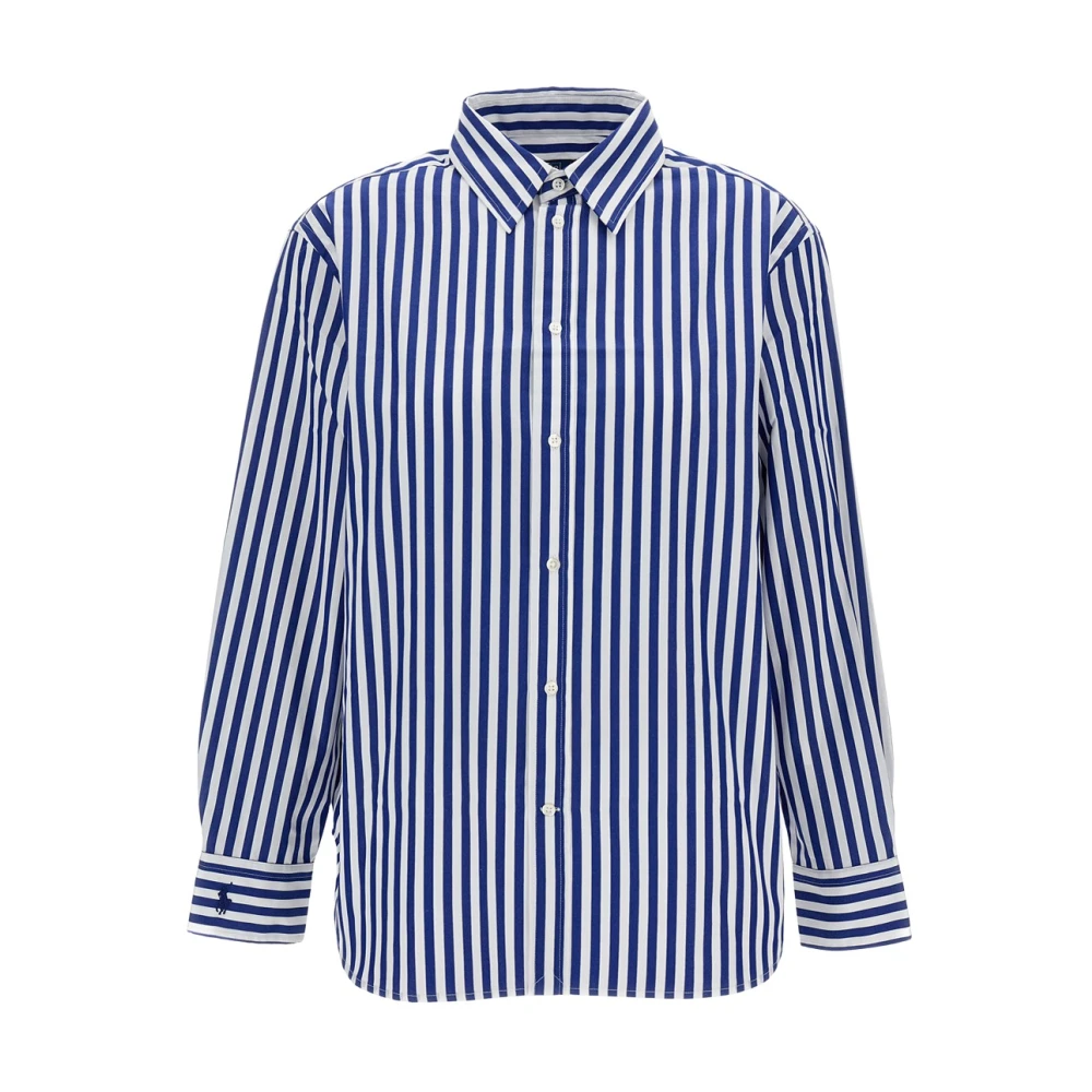 Polo Ralph Lauren Women's Blue Shirts, Xs, Vertical-Striped Shirt