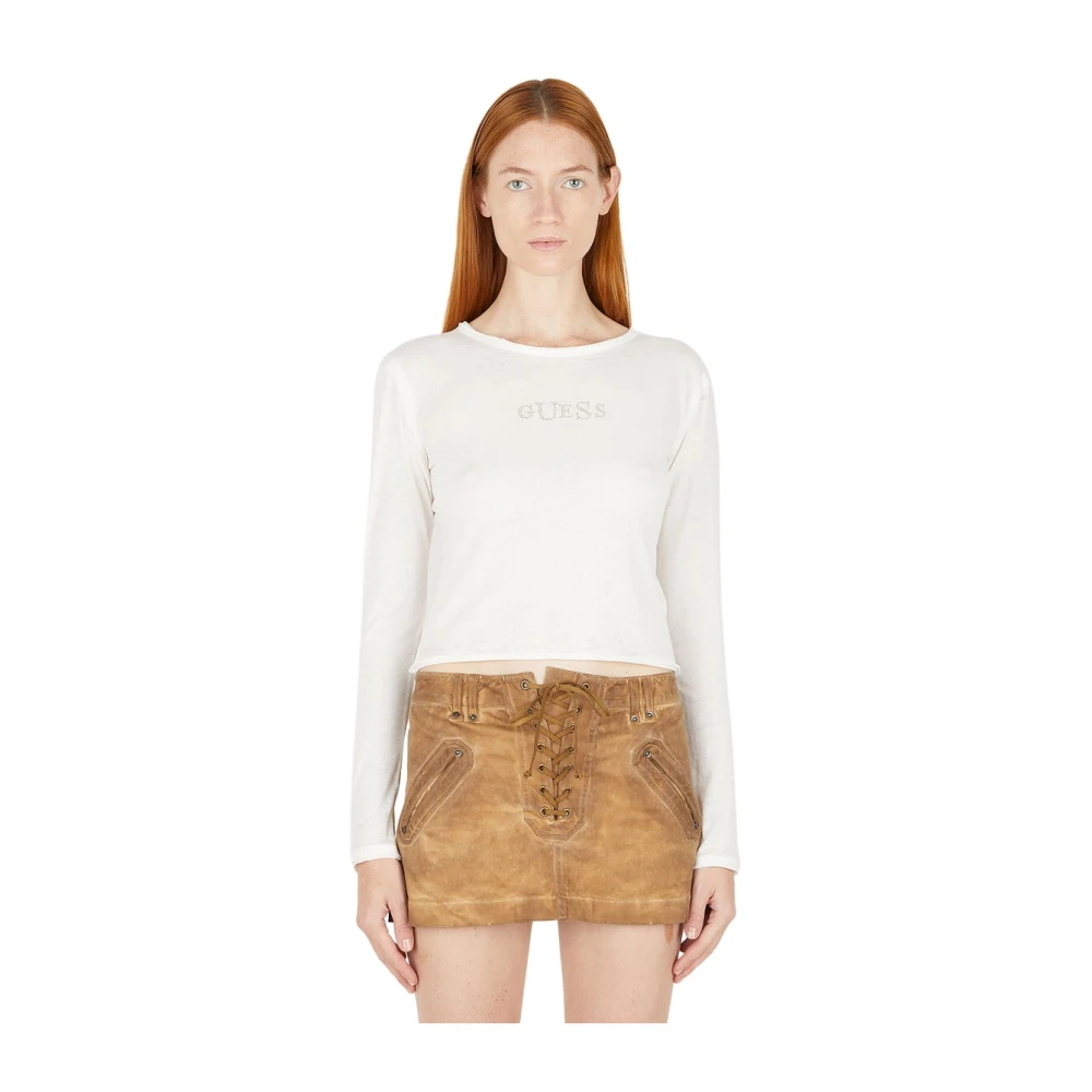 Guess Women's White American Frontier Long Sleeve T-Shirt - Long Sleeve T-Shirts - M - Tops