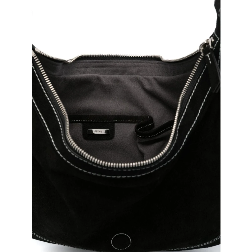 Osoi Zwarte leren schoudertas Black Dames