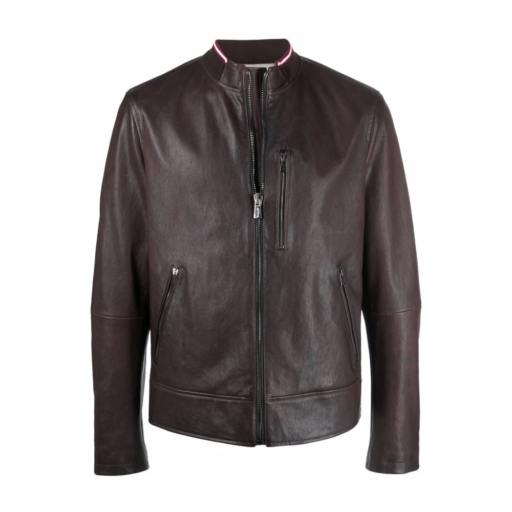 Bally Leather Jackets Brown Heren