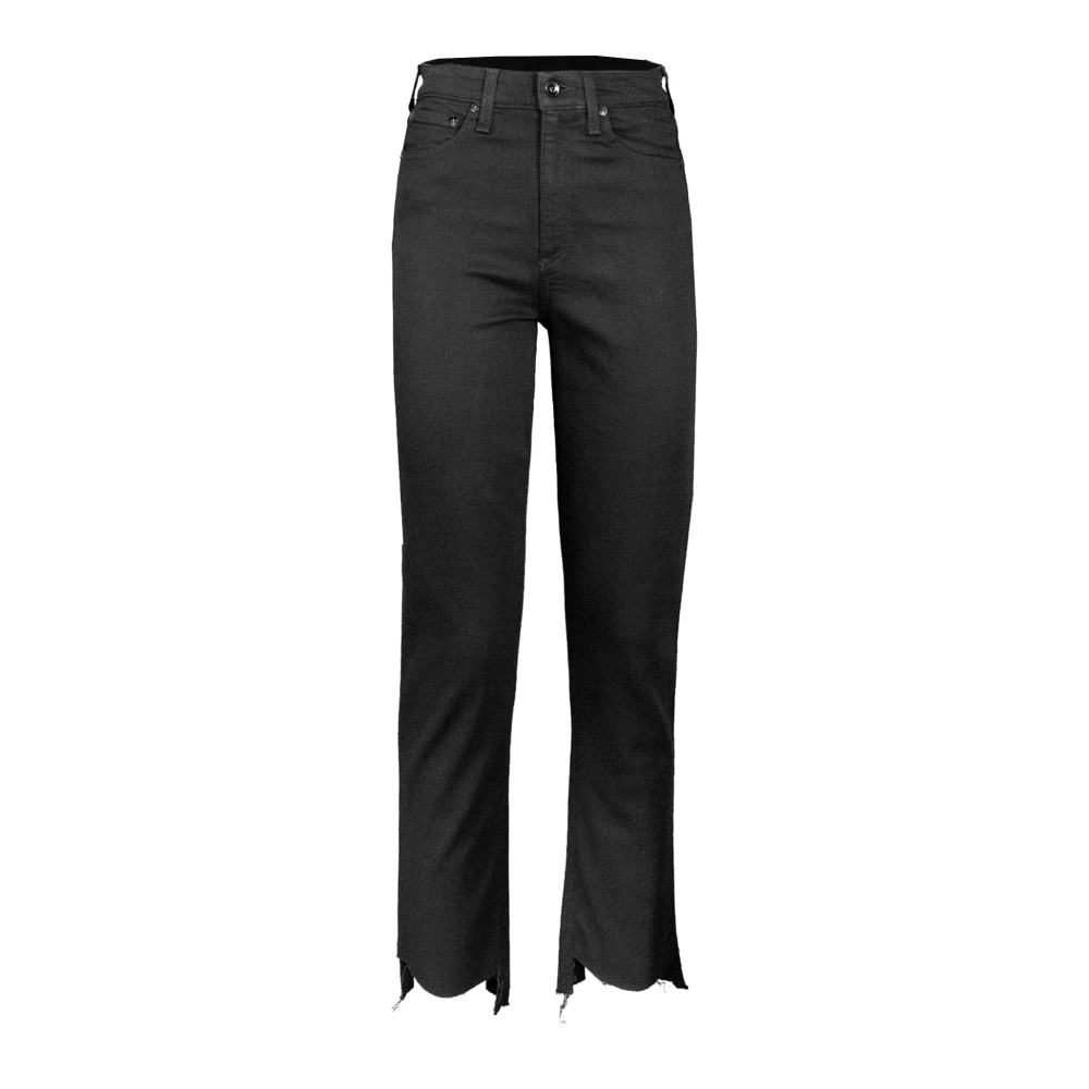 Rag & Bone High Rise Skinny Frayed Zwarte Jeans Black Dames