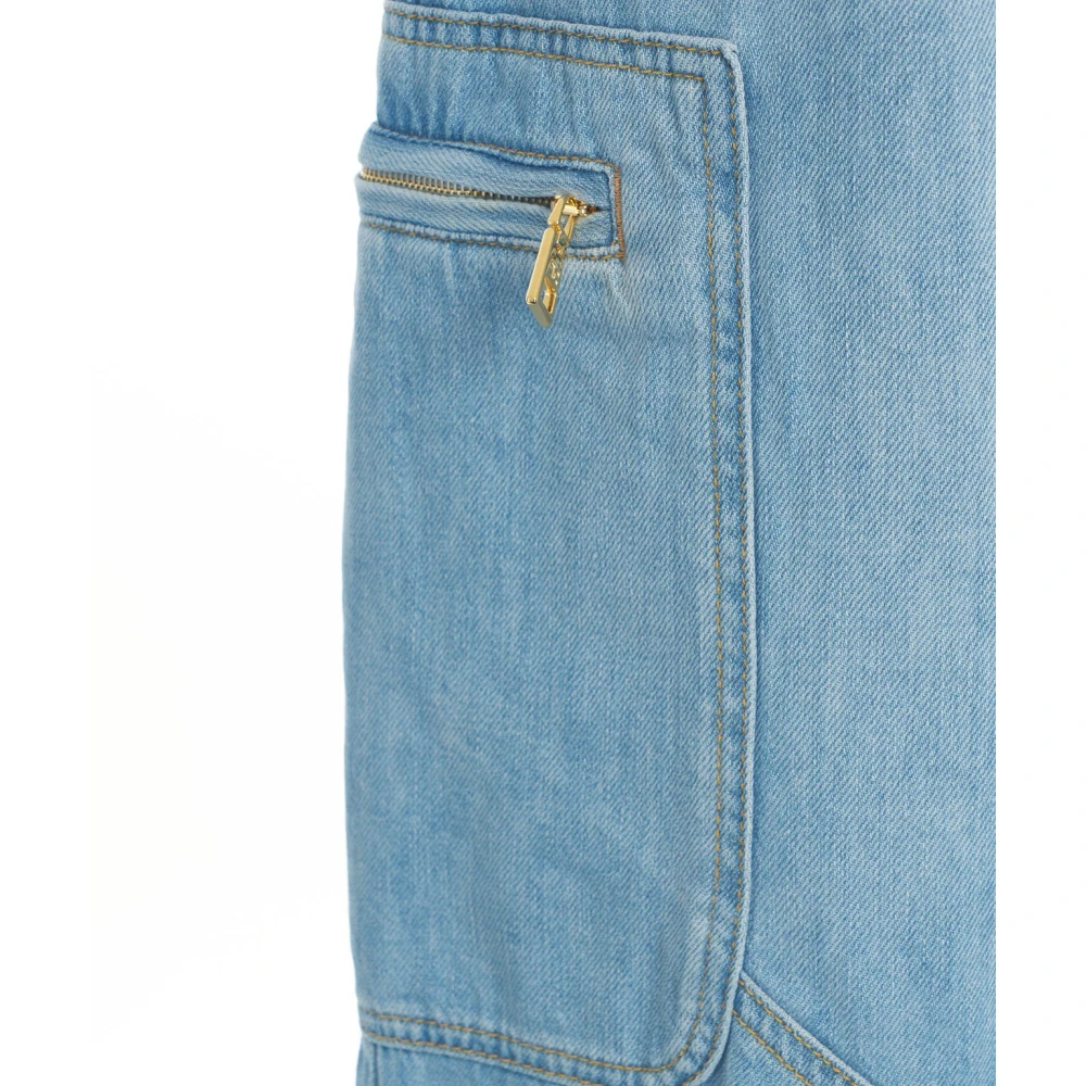 Elisabetta Franchi Blauwe Wide Leg Cargo Pocket Jeans Blue Dames