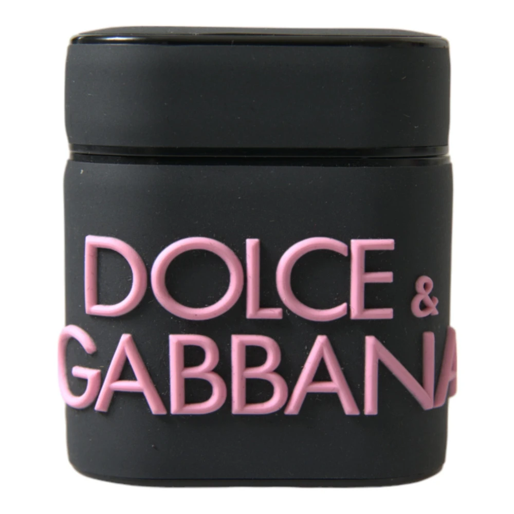 Dolce & Gabbana Unisex Black/Pink Silicone Embossed Logo Airpods Case