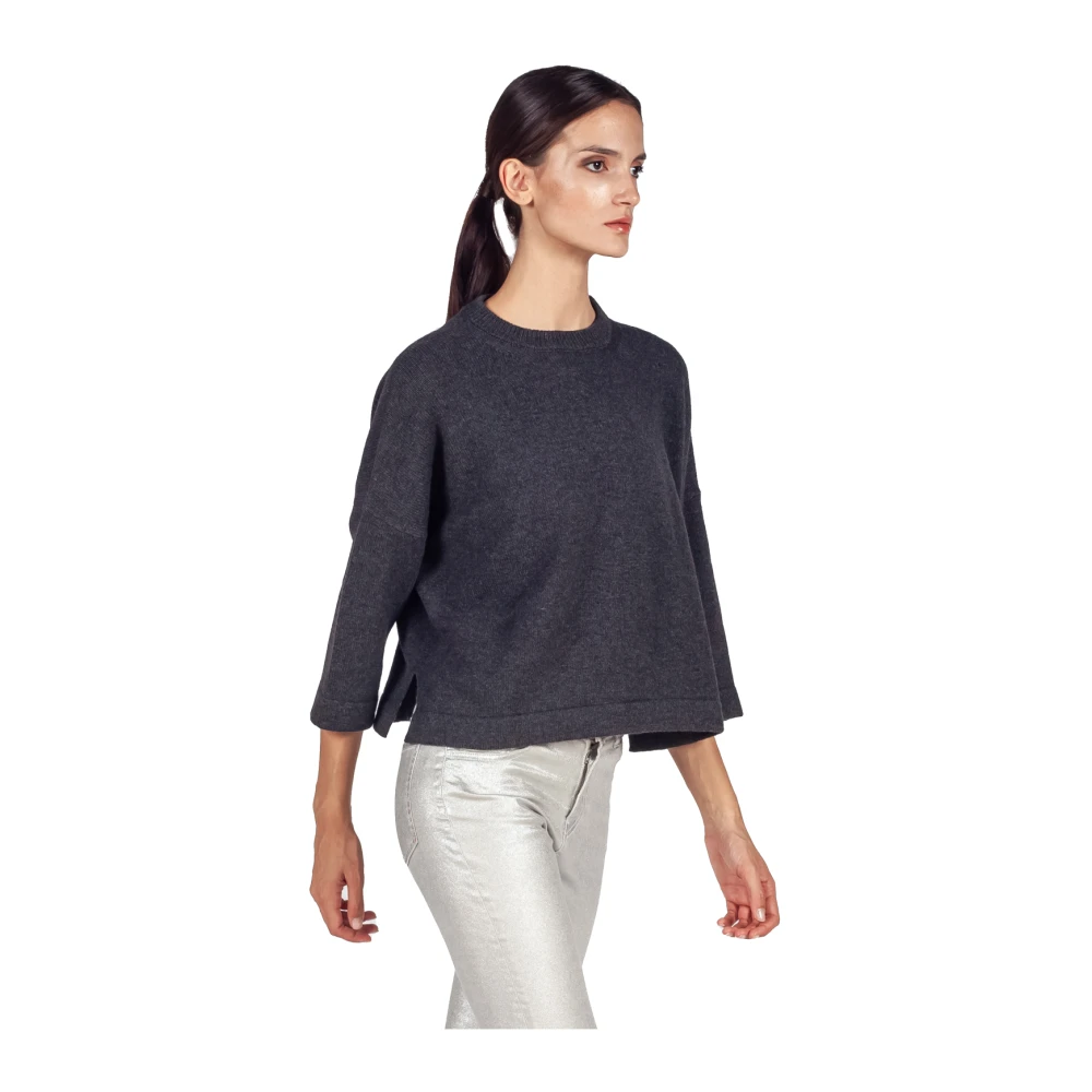 Liviana Conti Donkergrijze Boxy Gebreide Trui Gray Dames