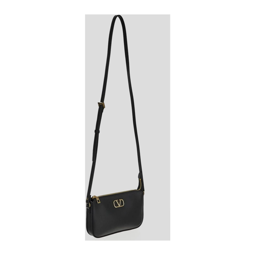 Valentino Garavani Leren Logo Tas Black Dames