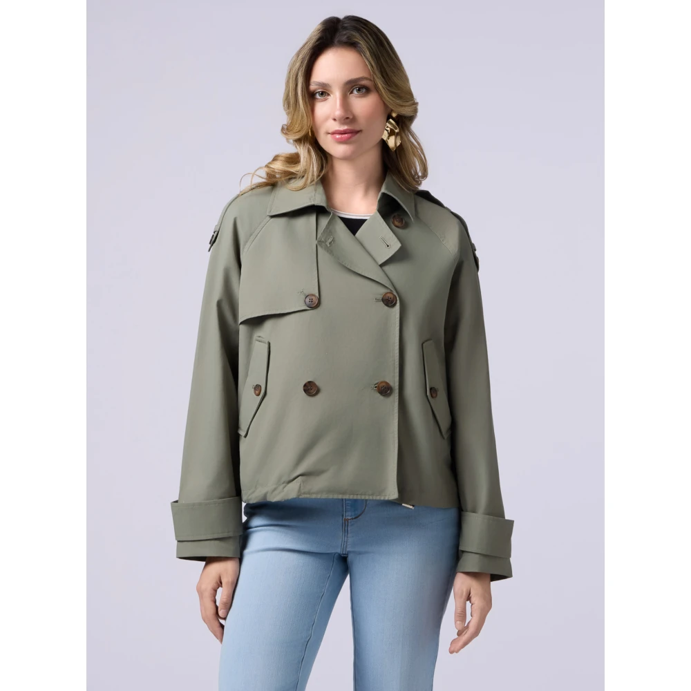 Oltre Korte double-breasted trenchcoat Green Dames