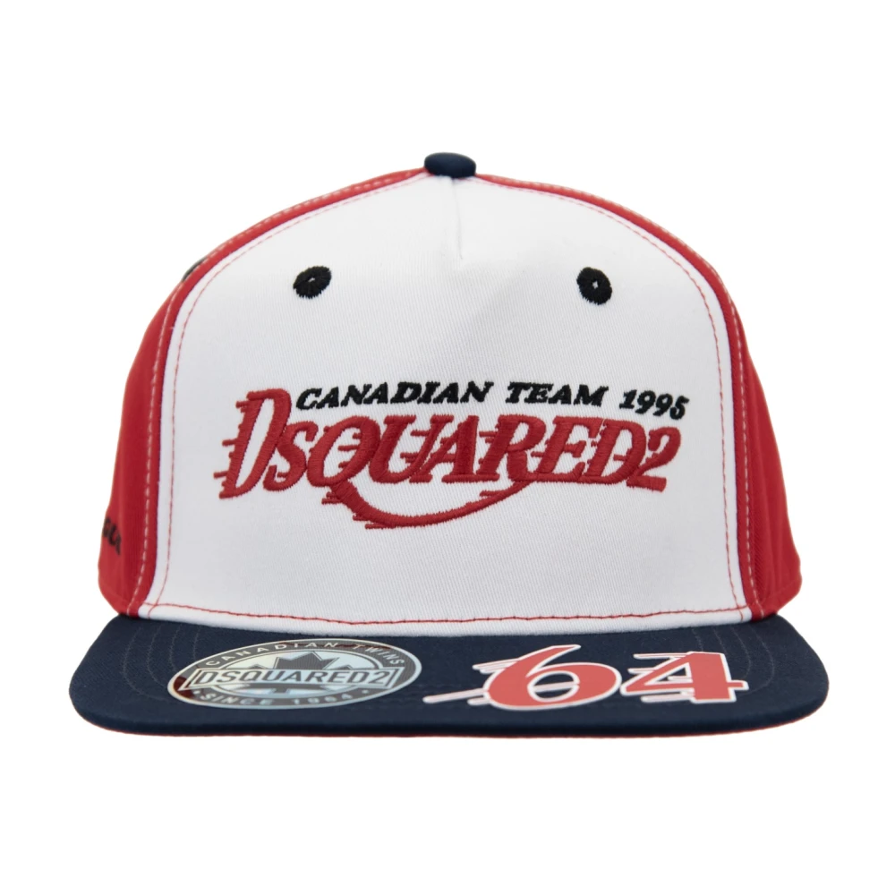 Dsquared2 Unisex Röd Accessoarer L, Bomull, Broderad Baseballkeps Med Silikondetalj