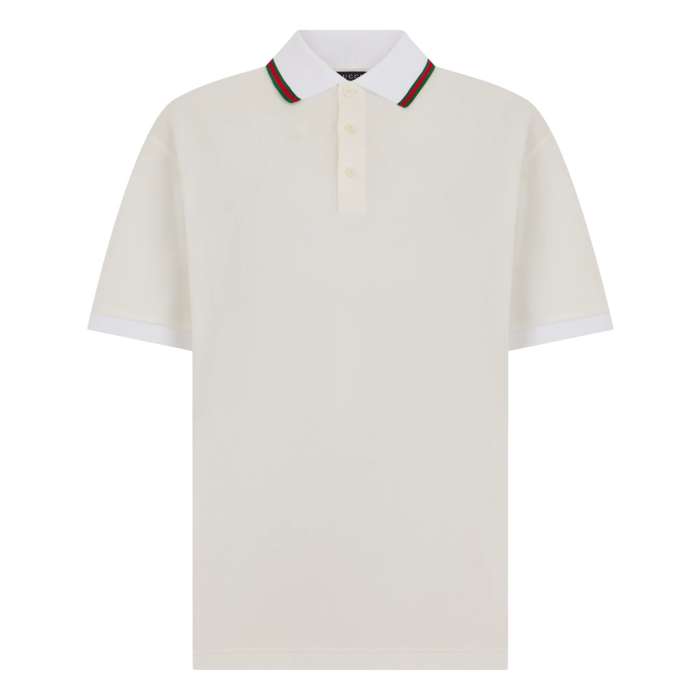 Gucci Mannelijk Beige Tops Heren, L, Katoen, Polo Shirt Van Katoenpiqué