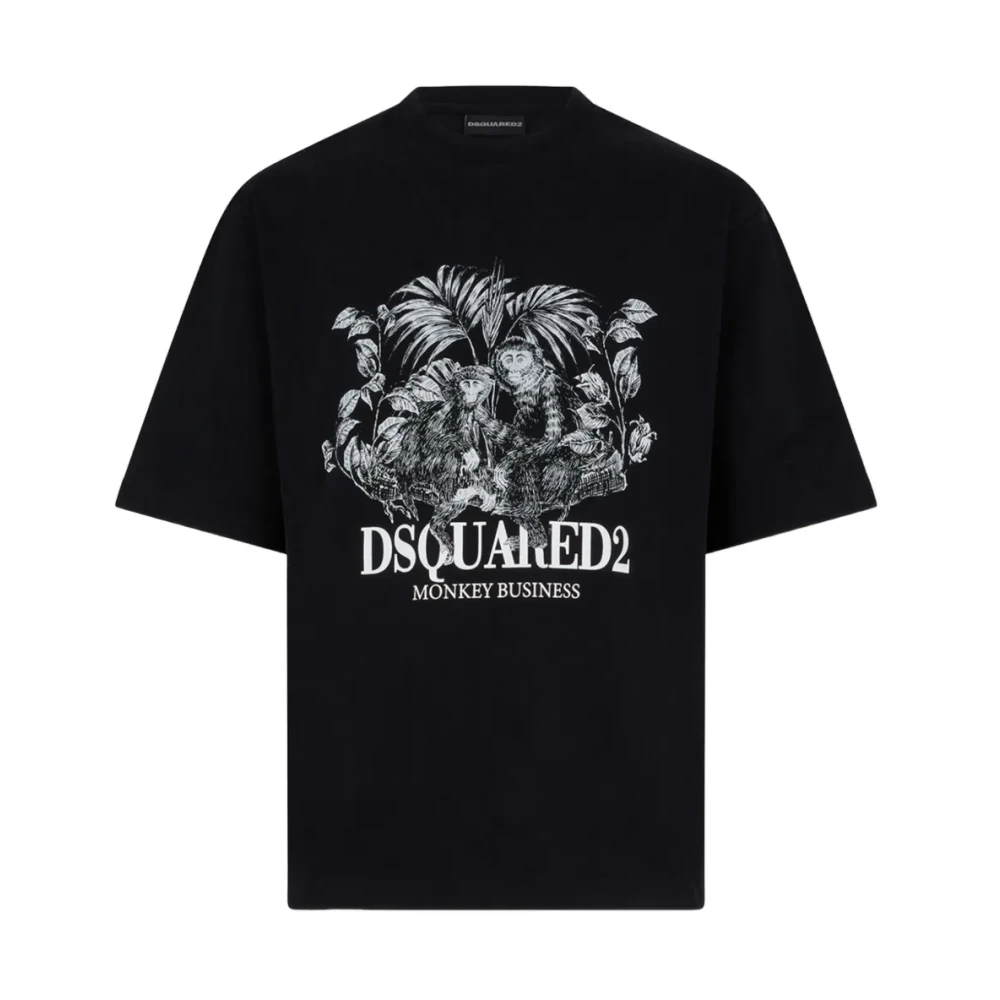 Dsquared2 Men's Black Cotton Graphic T-Shirt