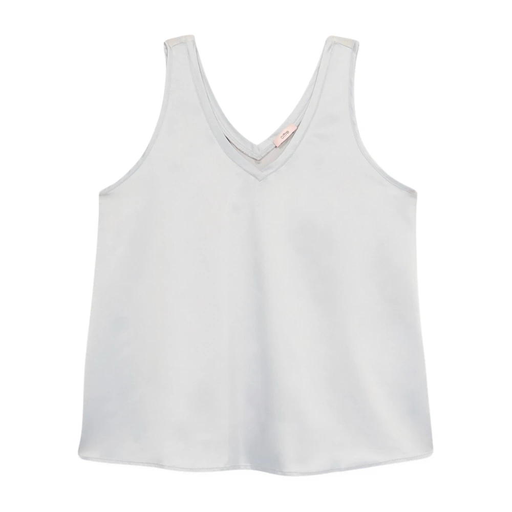 Oltre Top van bi-materialen met V-hals Gray Dames