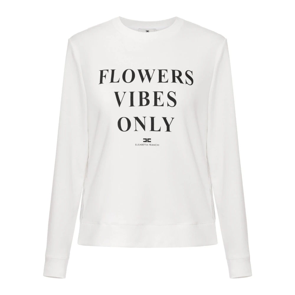 Elisabetta Franchi Sweatshirt met contrasterende logo en satijnen banden White Dames