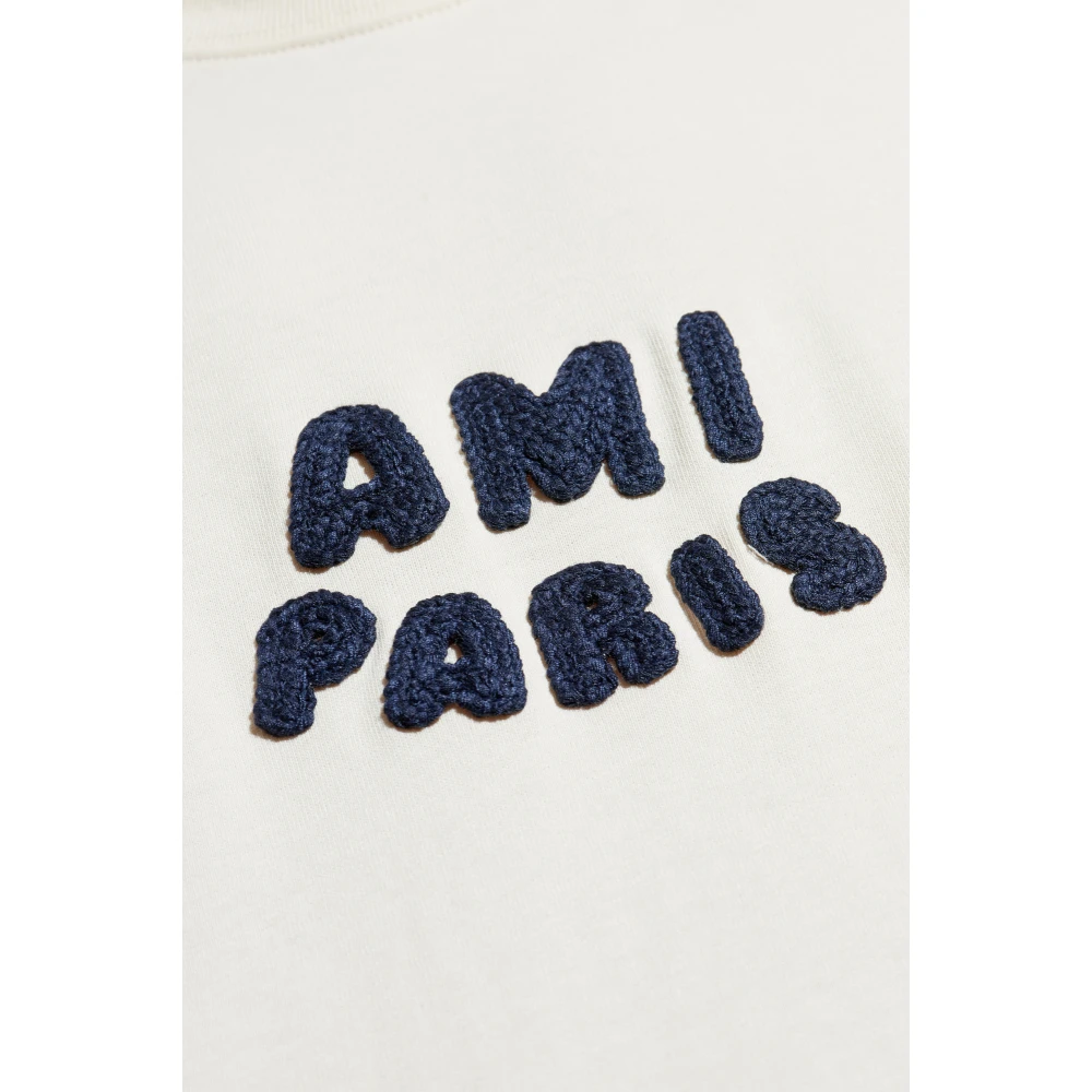 Ami Paris T-shirt met logo Beige Heren