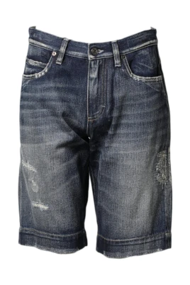 Utslitna bomullsdenimshorts i bermudamodell