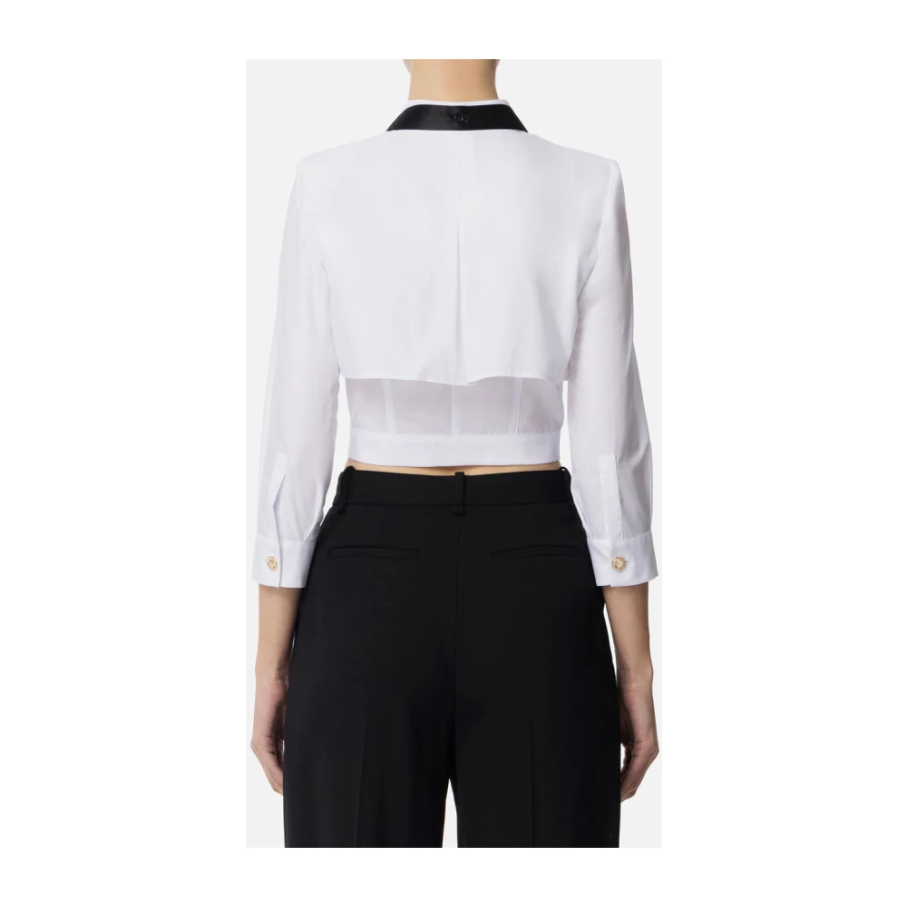 Elisabetta Franchi Witte Katoenen Overhemd met Mantel en Bustier White Dames