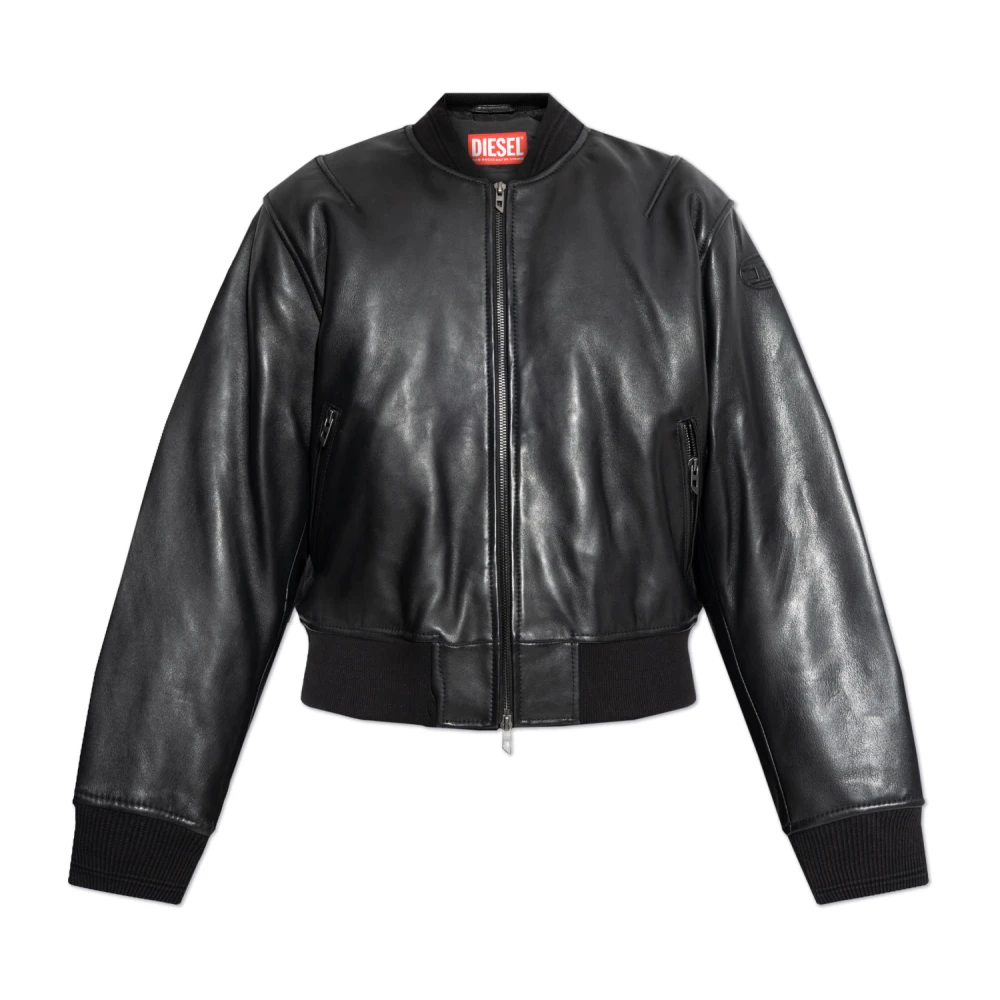 Diesel Leren Bomberjack met Dartdetail Black Dames