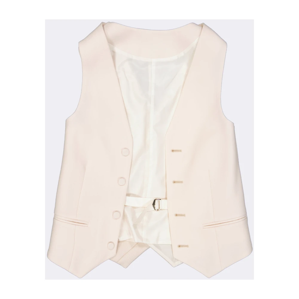 Fendi Mouwloos wollen vest met zijden achterpand Beige Dames