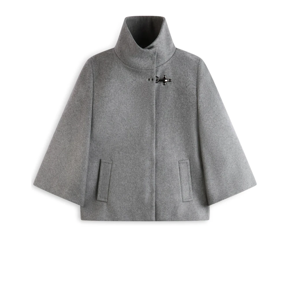 Fay Grijze Wollen Cape Jas Gray Dames