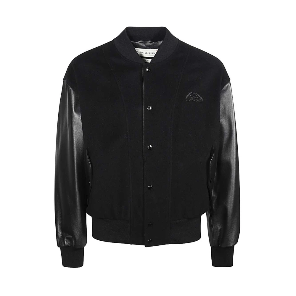 Alexander mcqueen Wol Leren Bomberjack Black Heren