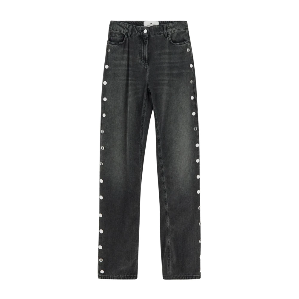 Elisabetta Franchi Katoenen Denim Broek Black Dames