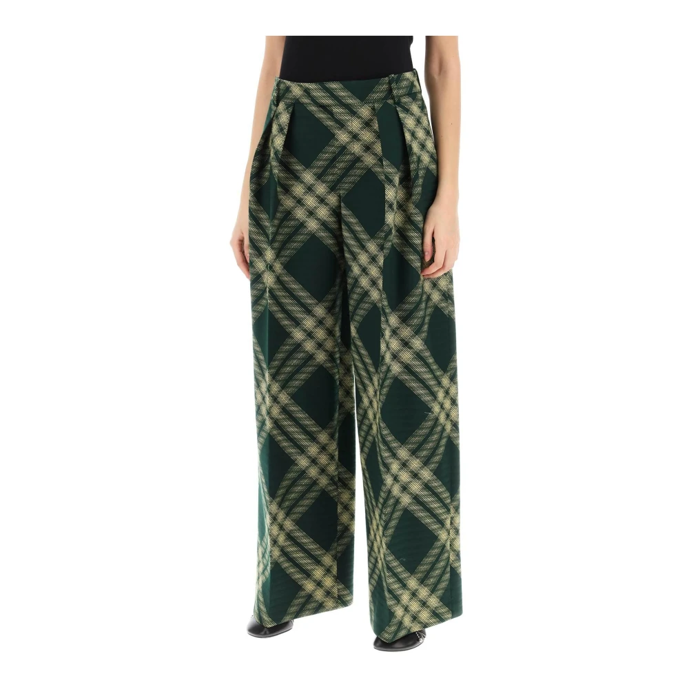 Burberry Wide Trousers Green Dames