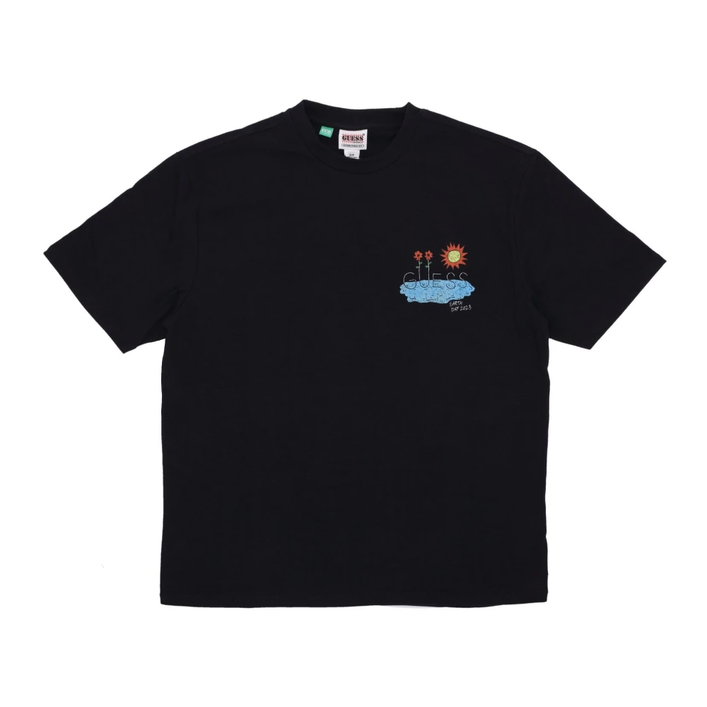 Guess Earth Day Planet Tee Jet Black Heren