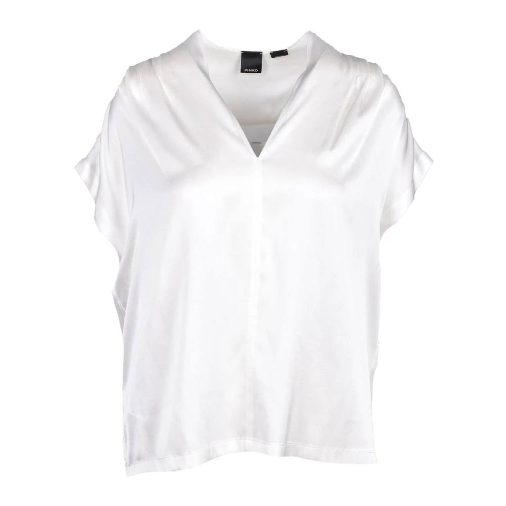 Pinko Zijde Blend Rekbare Gebreide Top White Dames