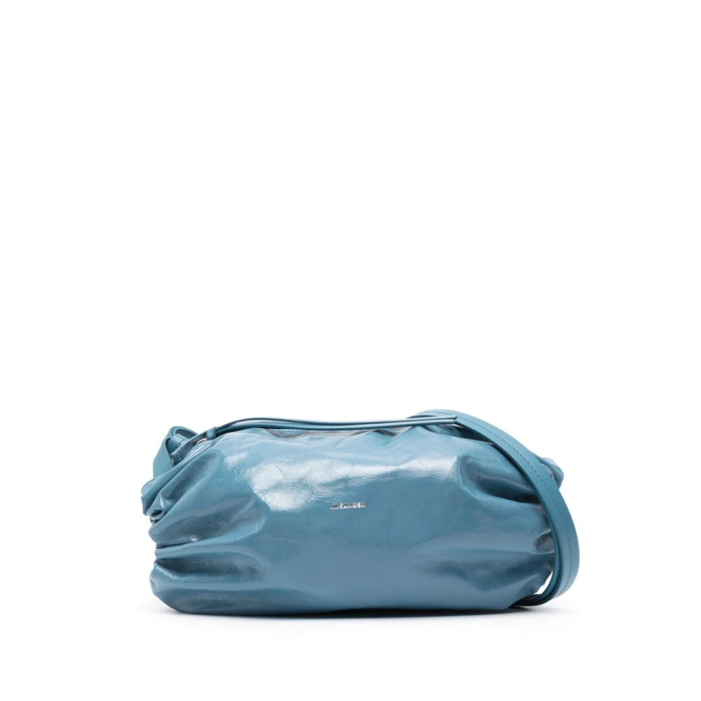 Jil Sander Blauwe Leren Trekkoord Schoudertas Blue Dames