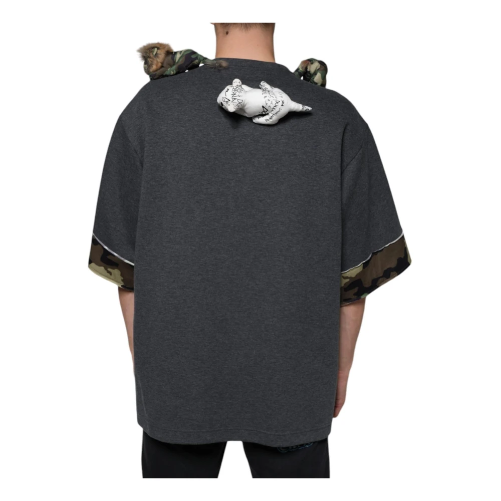 Dolce & Gabbana Camouflage Print T-shirt met Dierenaccenten Gray Heren