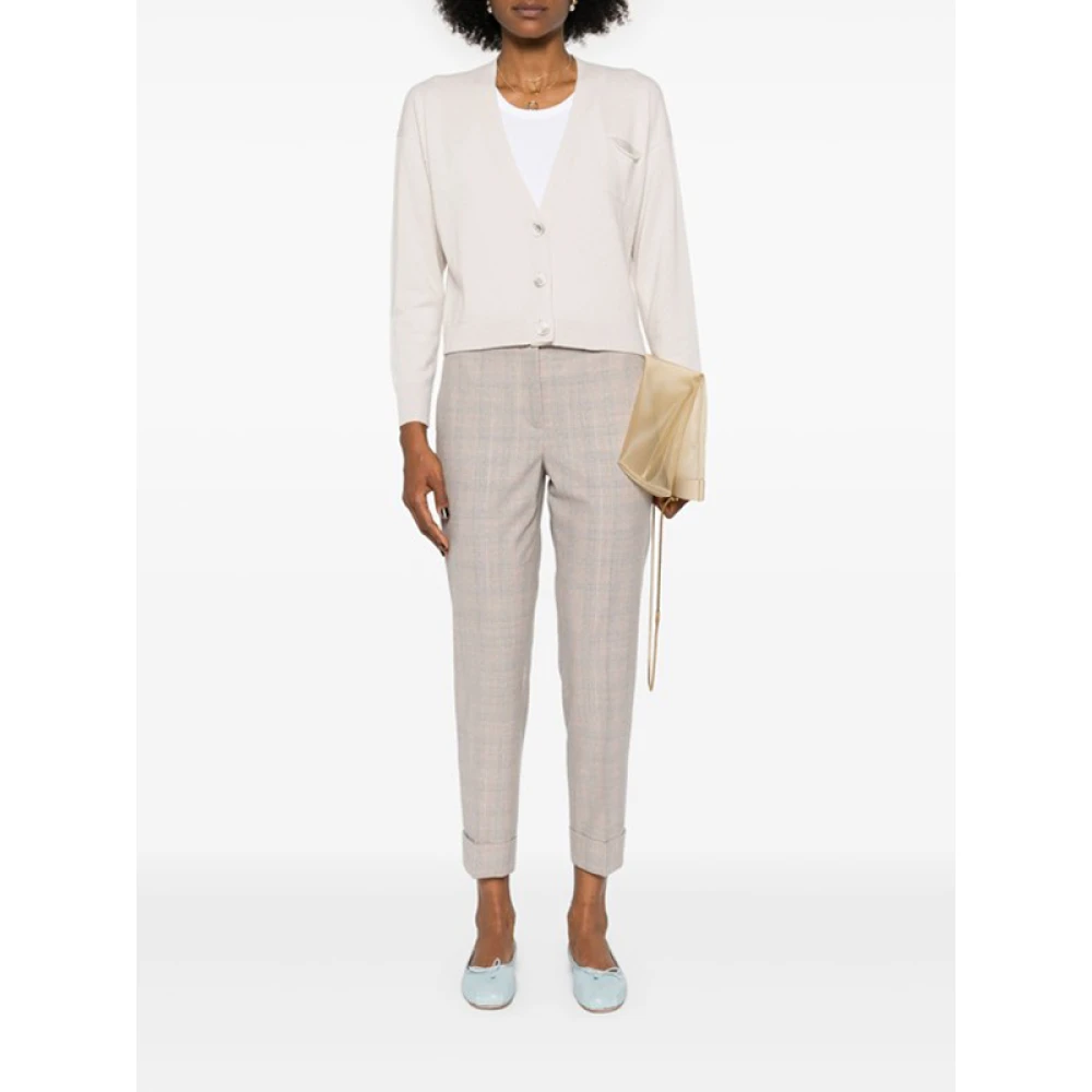 PESERICO Kralen Cardigan Gebreid Ontwerp V-Hals Beige Dames