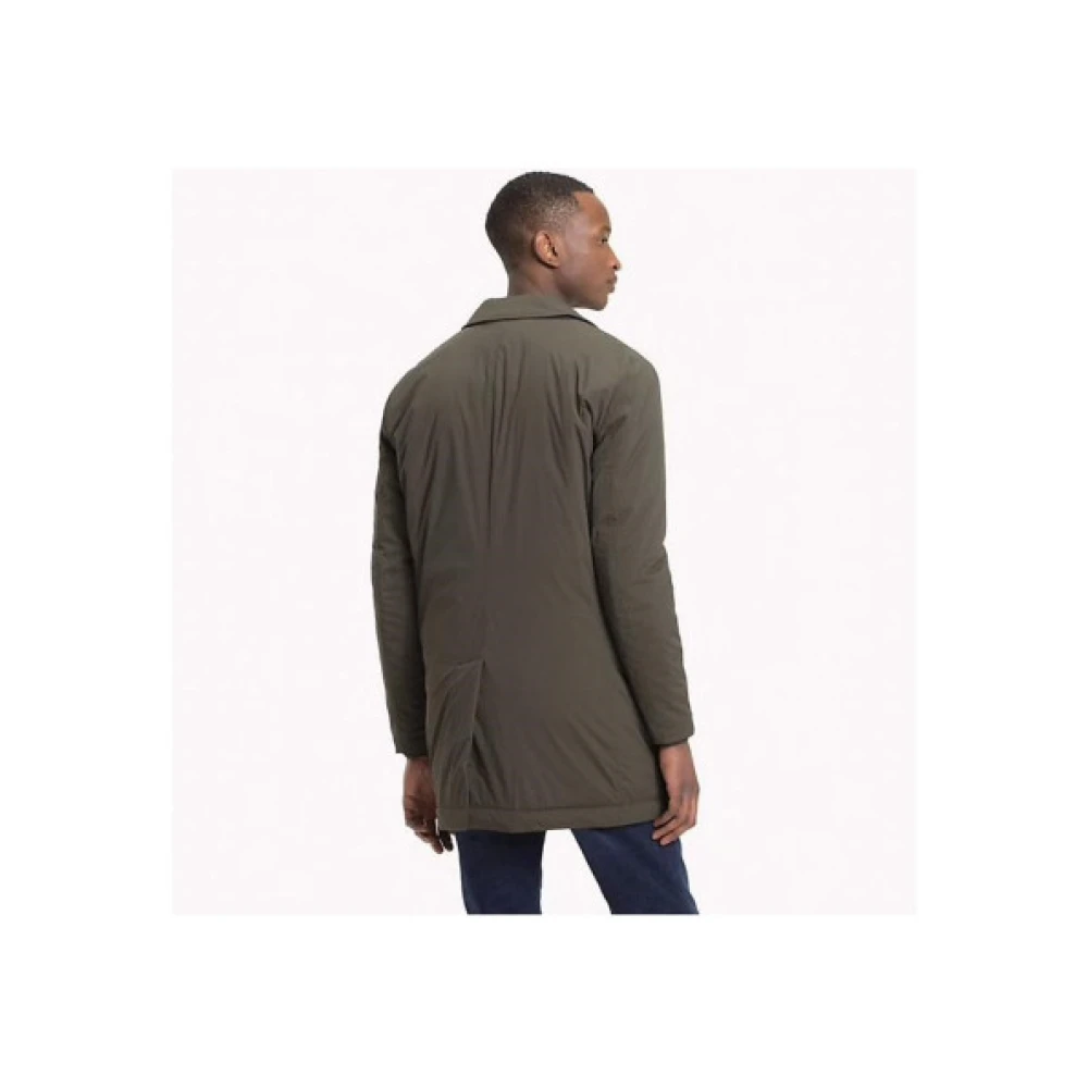 Tommy Hilfiger Gewatteerde nylon jas met revers Green Heren