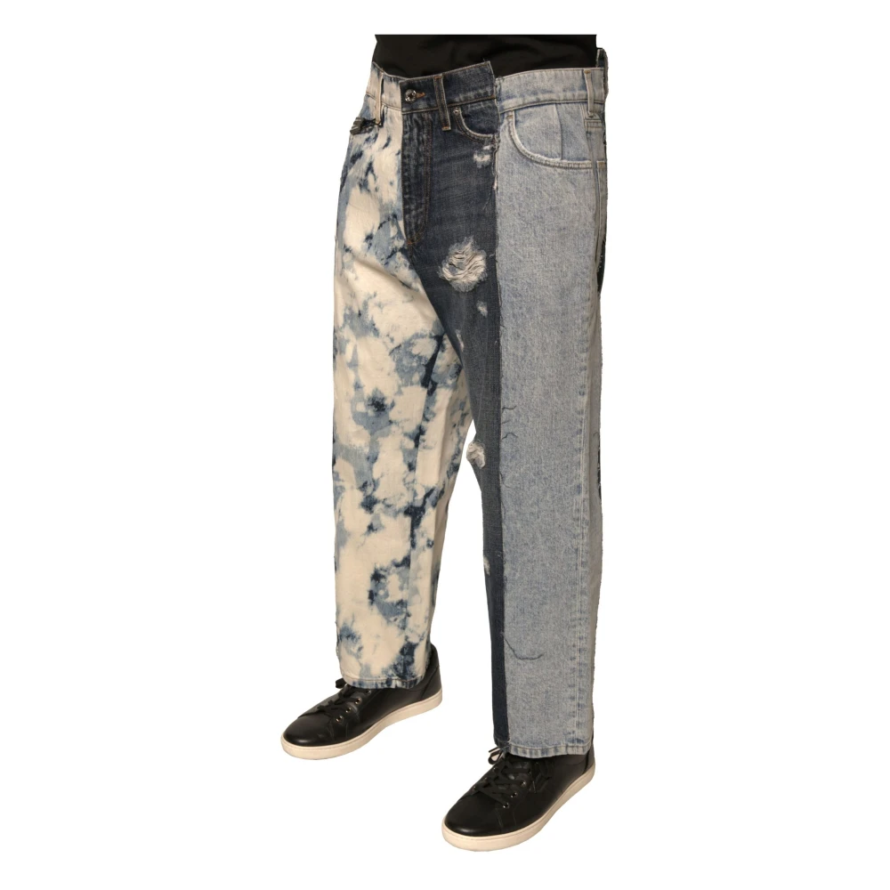 Dolce & Gabbana Multicolor Patchwork Straight Denim Jeans Multicolor Heren