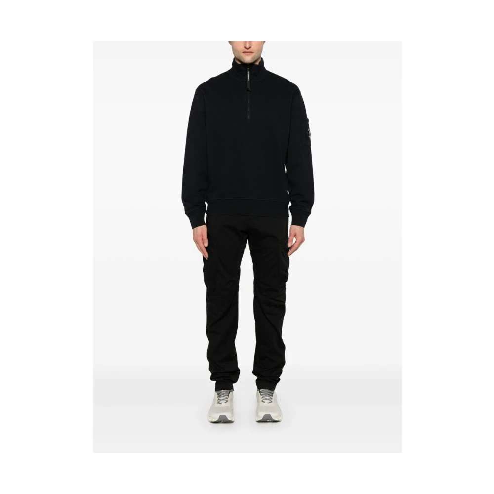 C.P. Company Navy Blauwe Zip Sweatshirt Hoge Hals Blue Heren