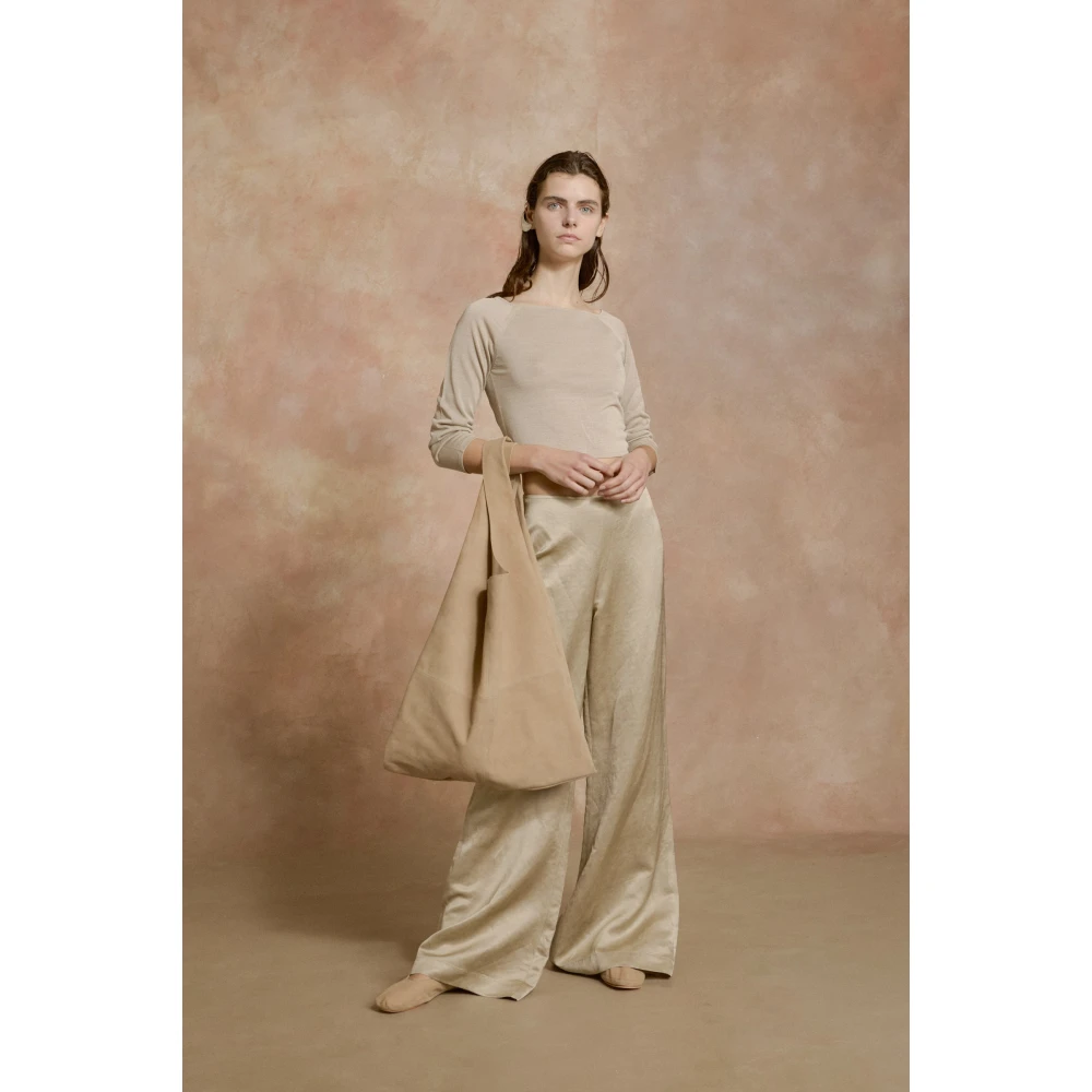 Cortana Paz broek met wijde pijpen nacre Beige Dames