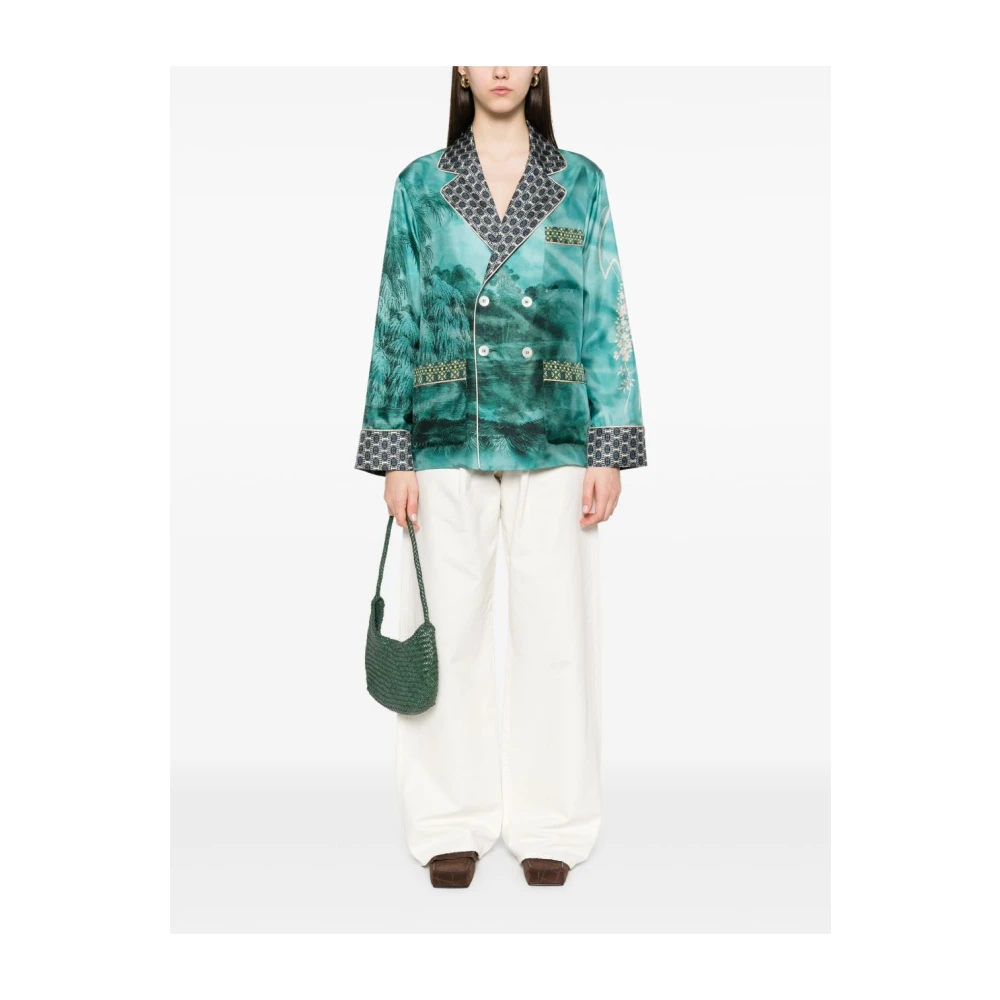 Pierre-Louis Mascia Blauwe Grafische Print Knoopjas Multicolor Dames