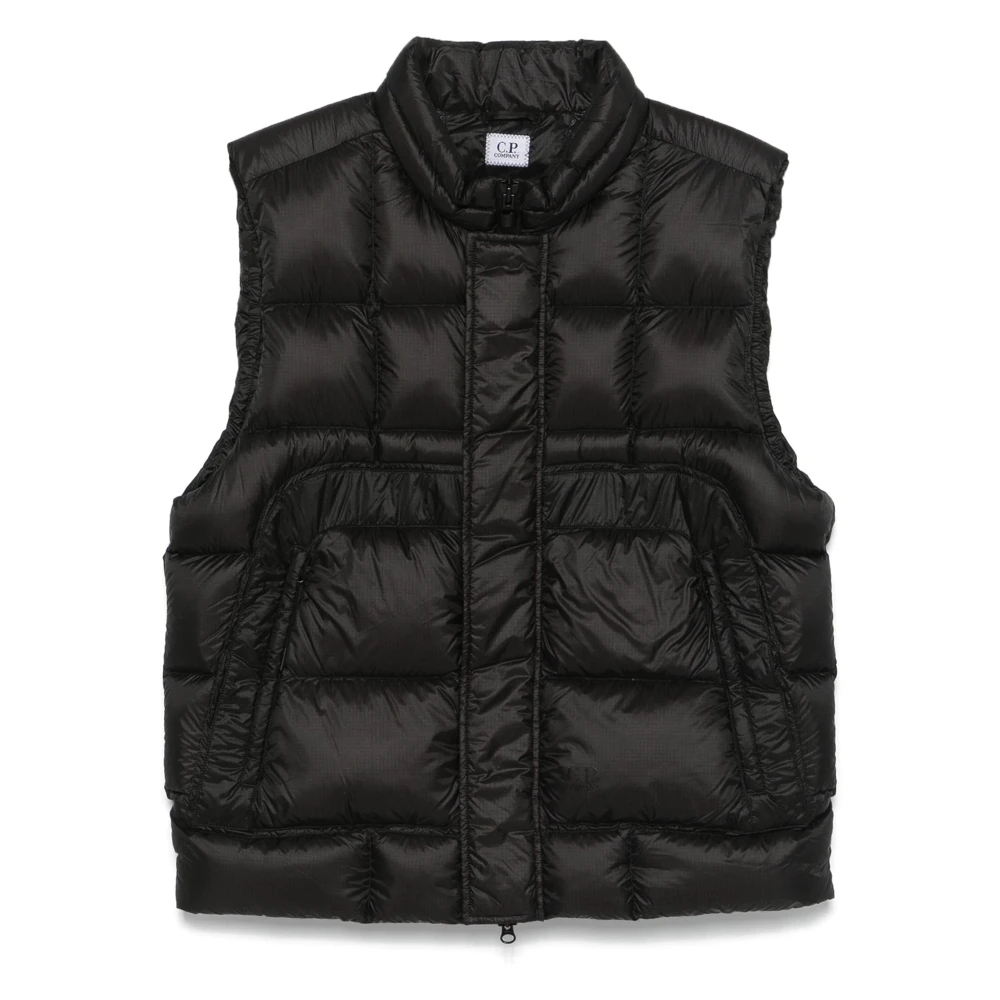 C.P. Company Zwarte Gewatteerde Mouwloze Gilet Jas Black Heren