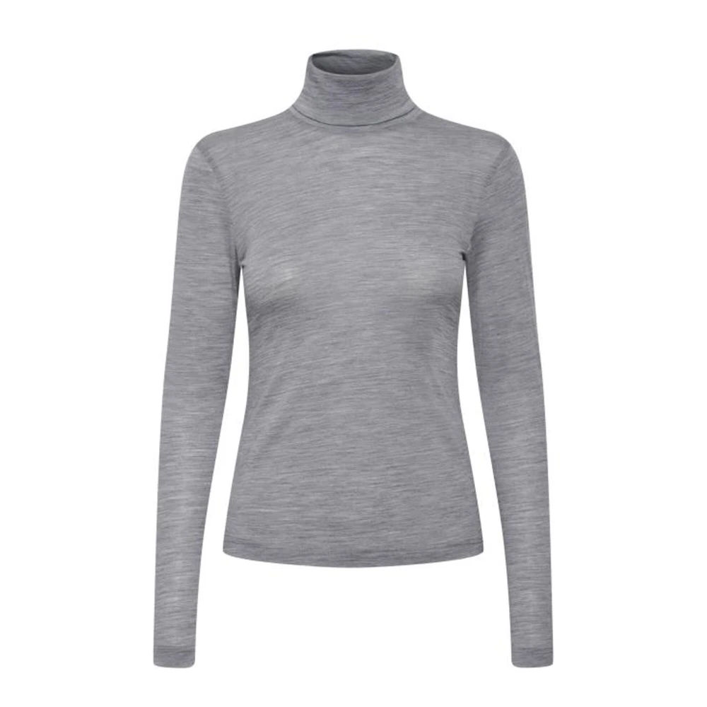 Gestuz Grå Melange Ull Rollneck Tröja Gray, Dam