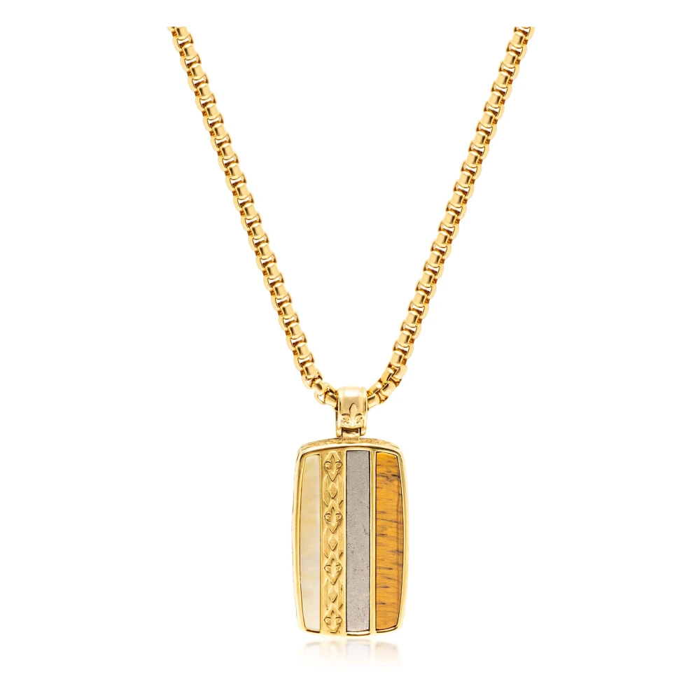 Nialaya Men's Yellow Necklaces, 2XL, Trinity Pendant Necklace