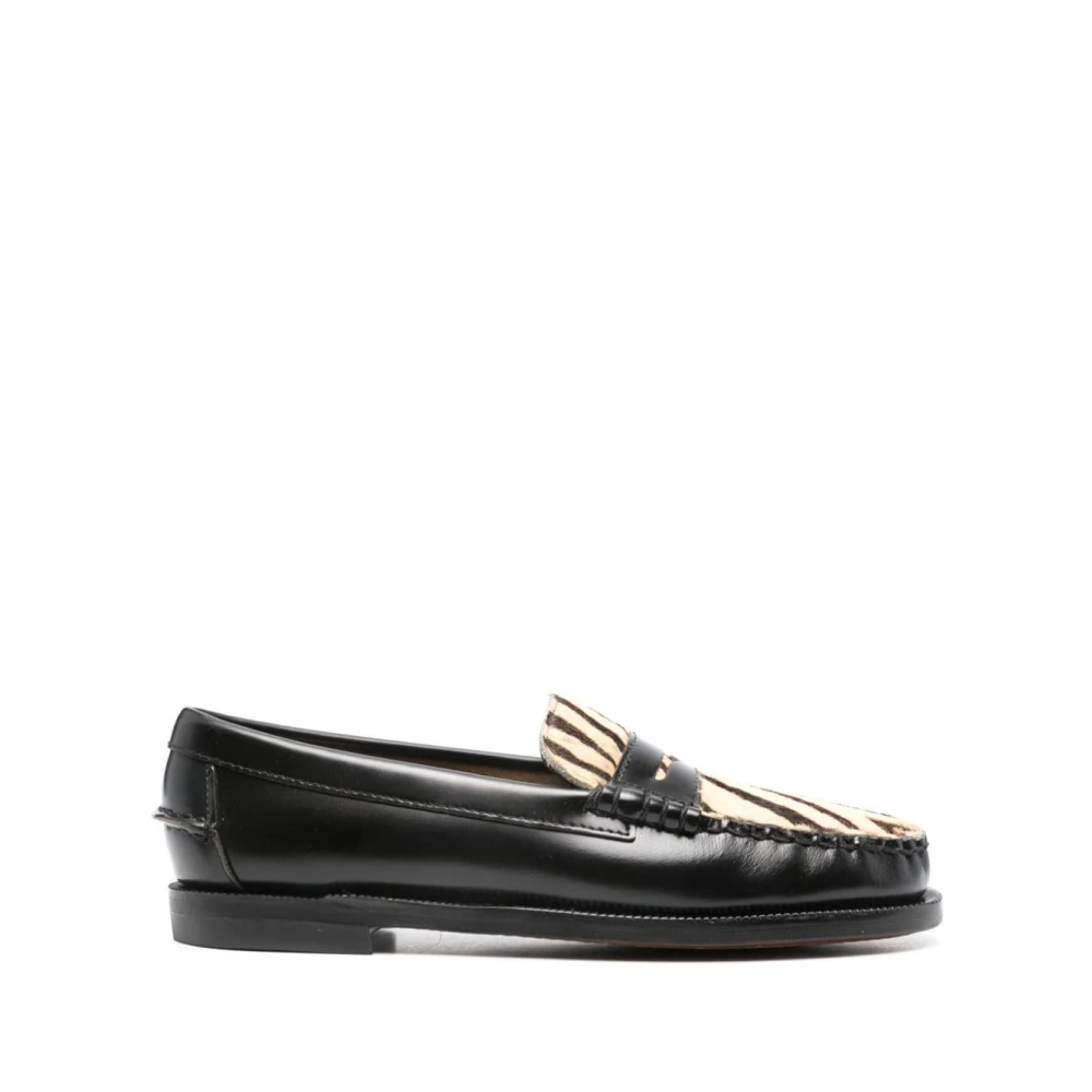Sebago Women's Multicolor Loafers, 4 Uk, Zebra Print Leather Flat Shoes