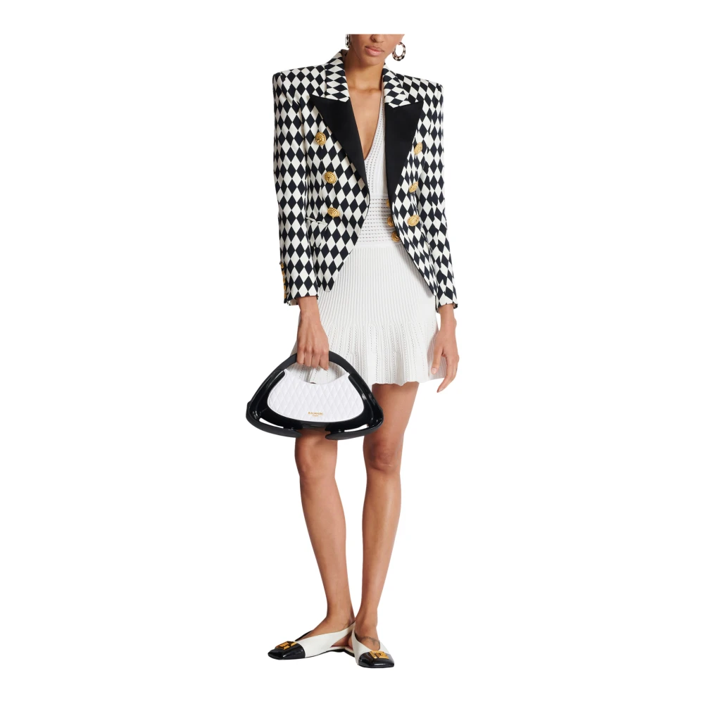 Balmain Uitlopende gebreide jurk White Dames