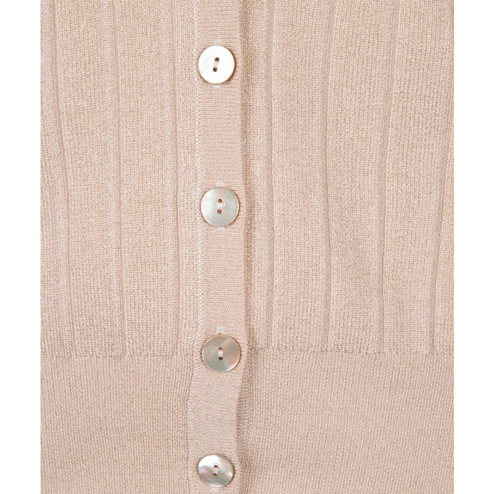 Esqualo Rib Lurex Vest Licht Zand Beige Dames