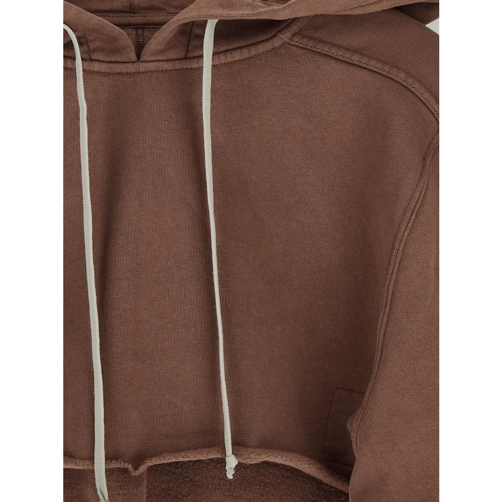 Rick Owens Katoenen Cropped Hoodie Brown Dames