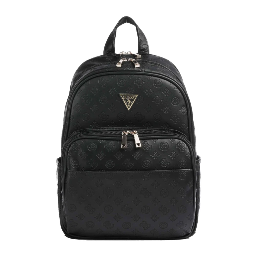 Guess Multi Logo Ryggsäck - Svart PU Läder Black, Unisex