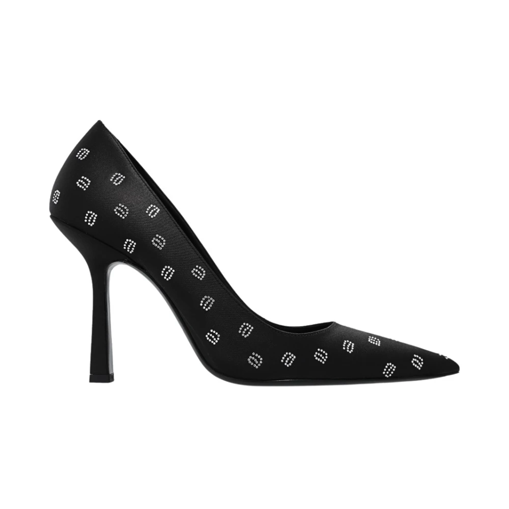Alexander Wang Donna Nero Cristallo Satin Stiletto Pumps