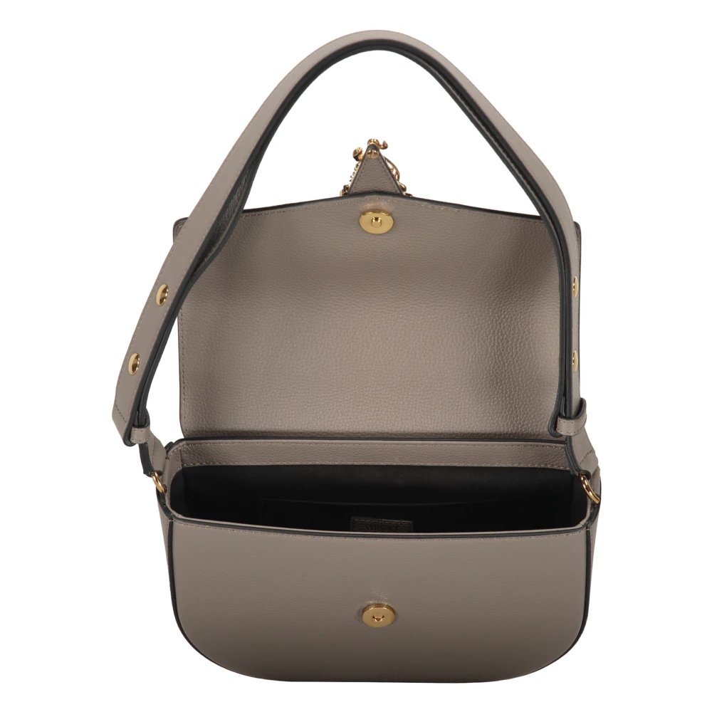 Versace Stijlvolle leren schoudertas met push-lock Gray Dames