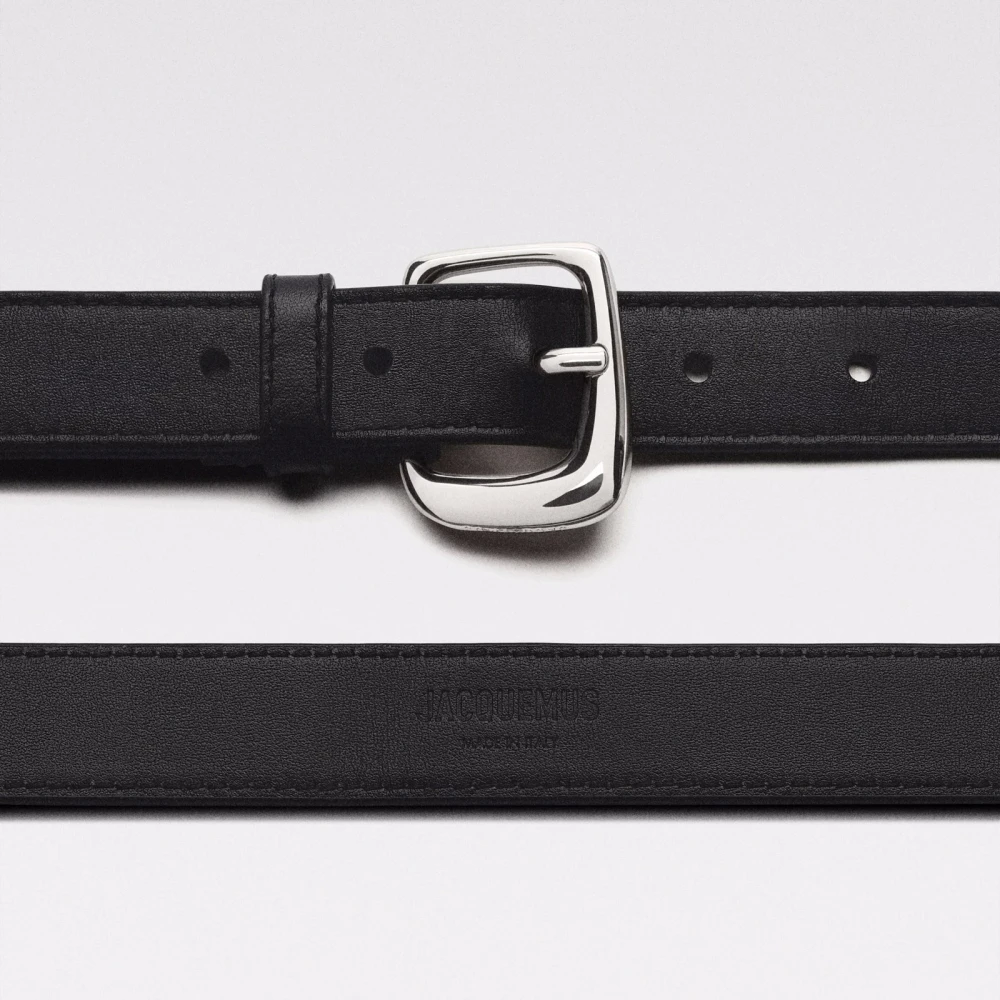 Jacquemus Ovalo Riem Zwart Leer Italië Black Dames