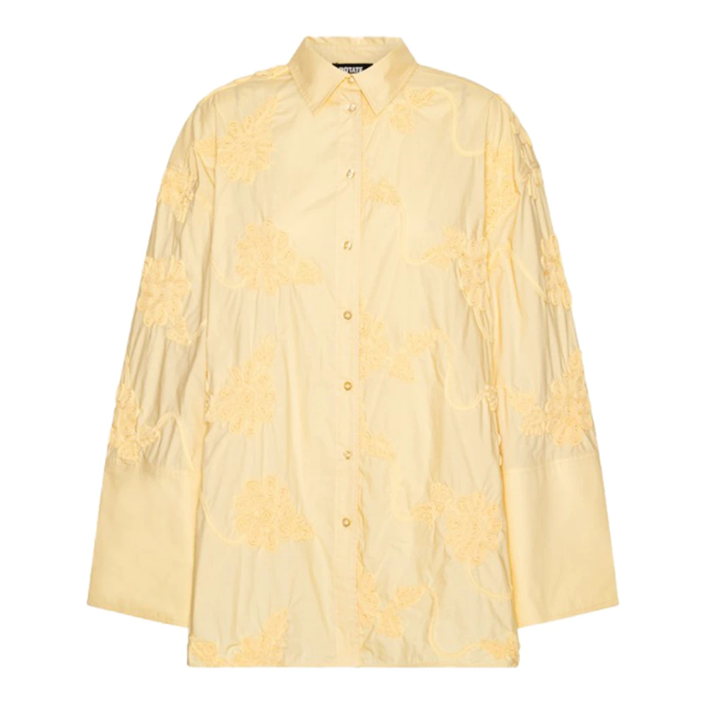 Rotate Birger Christensen Women's Beige Flower Oversized Shirt - Shirts - Xs - Blouses & Shirts