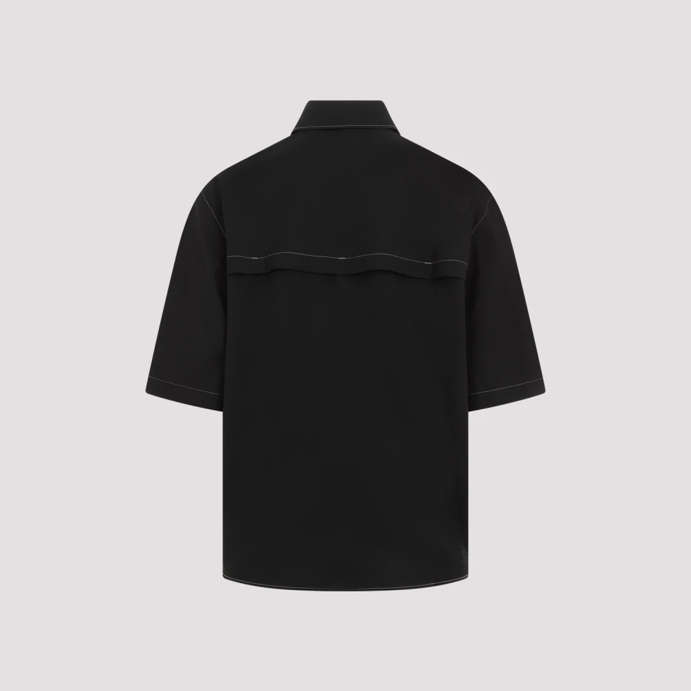 Lemaire Zwarte Katoenen Overhemd Dubbele Zak Black Heren
