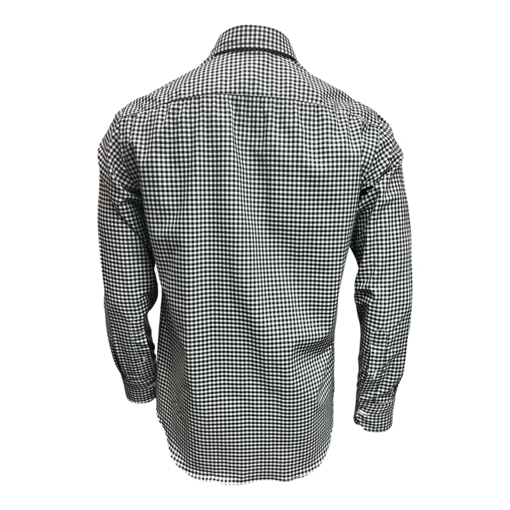 Salvatore Piccolo Met de hand vervaardigd Neapolitaans geruit overhemd Black Heren