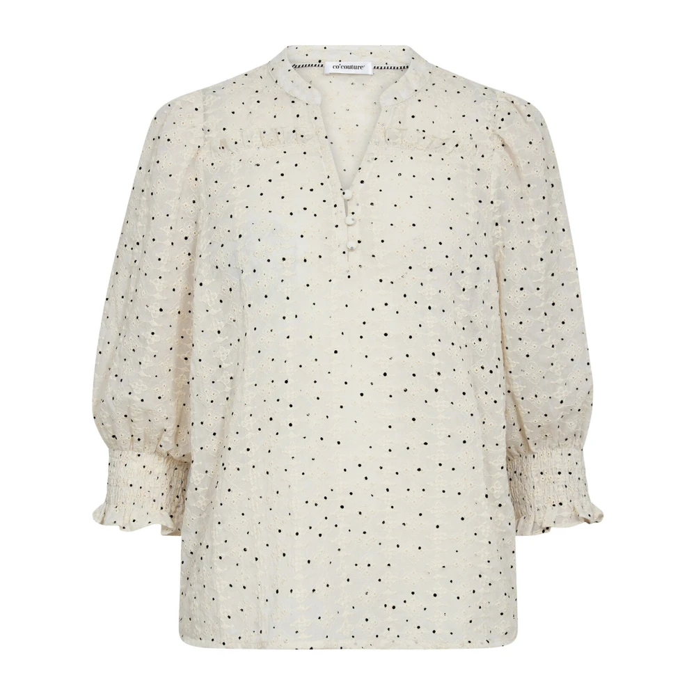 Co'Couture Evelyncc Mini Dot Blouse Off White Dames